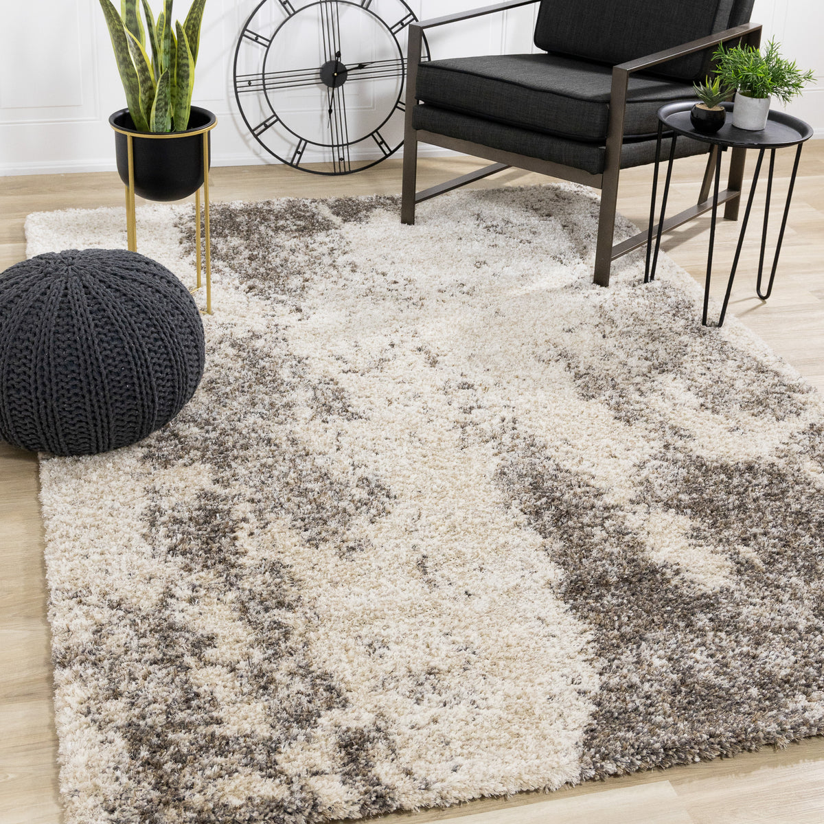 Tapis contemporain crème vieilli