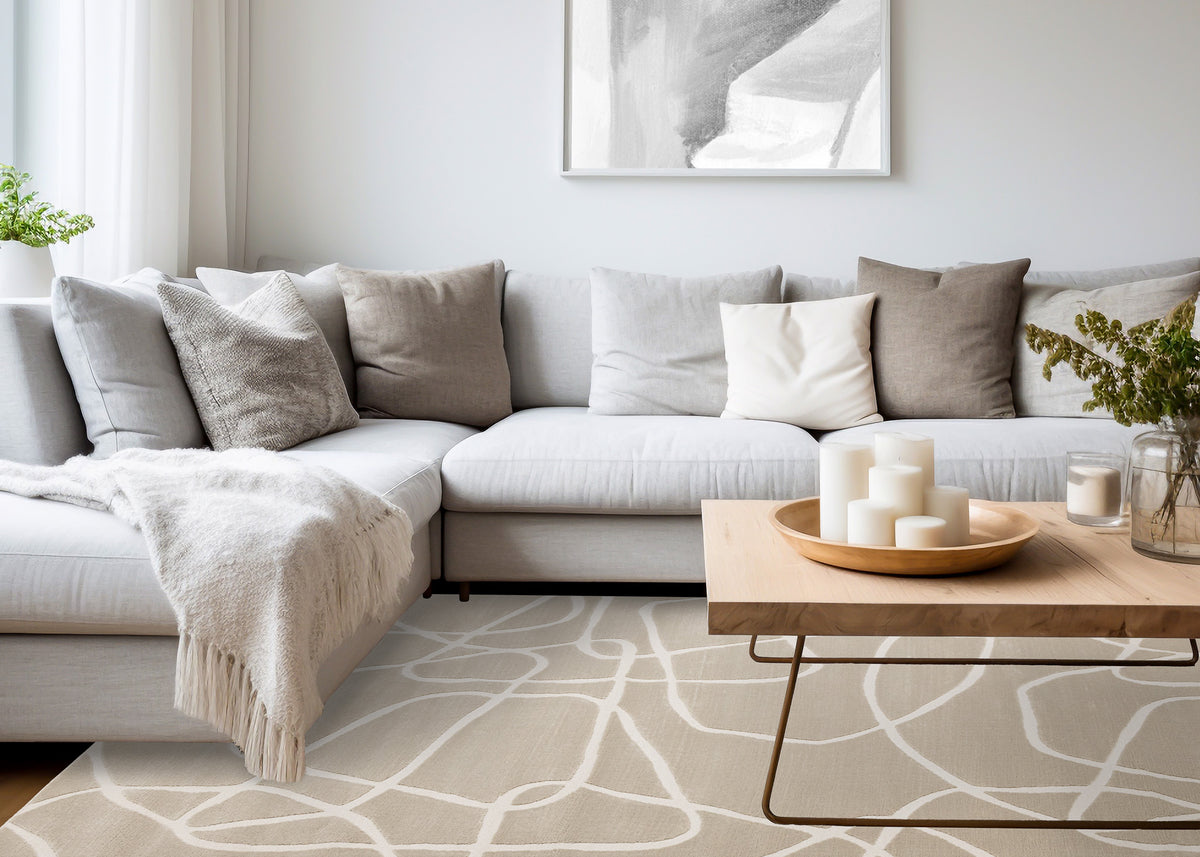 Art Organic Tonal Solid Cream Area Rug