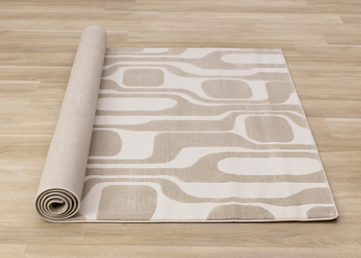 Mid-Century Geometric Cream Area Rug