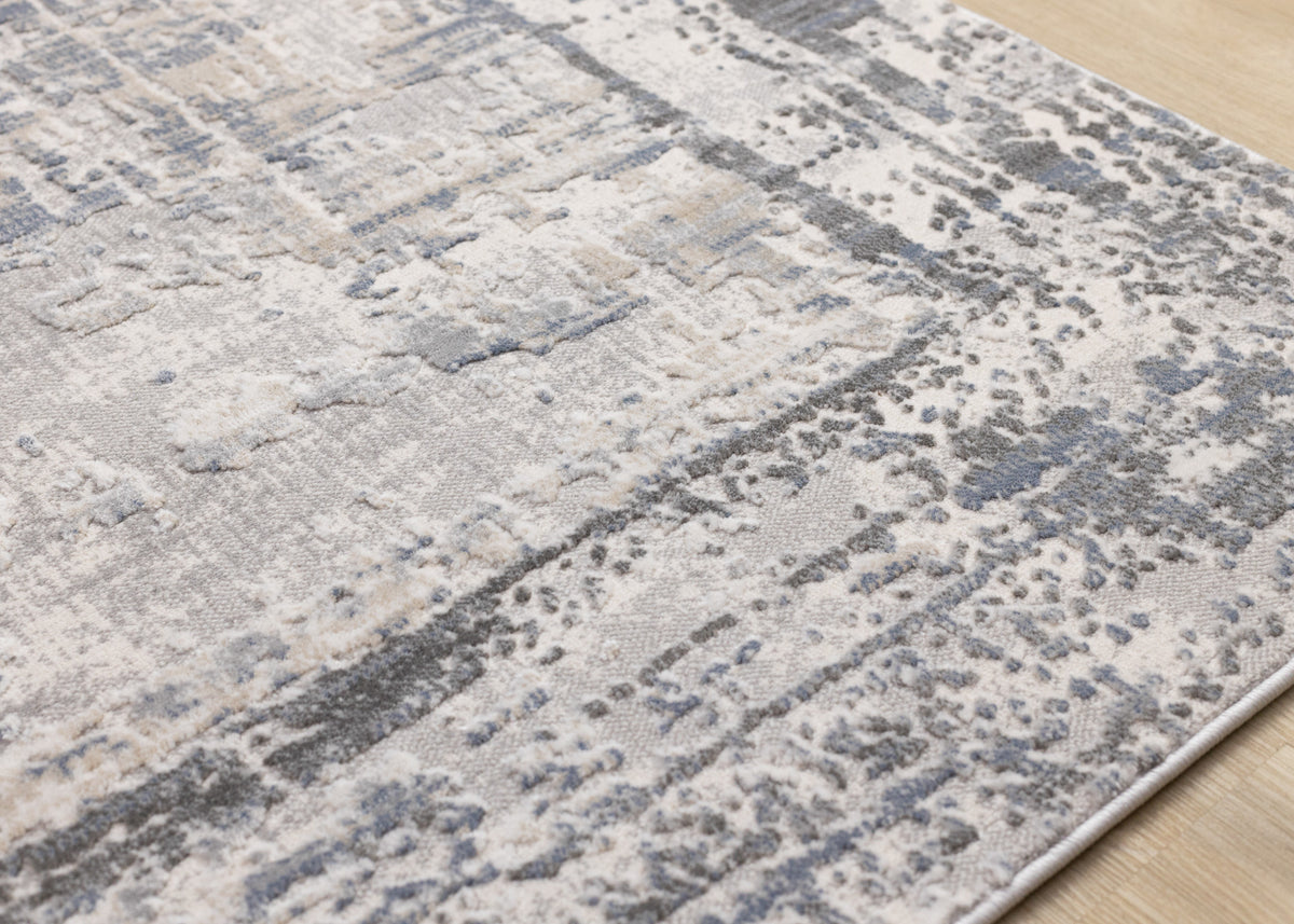 Contemporary Border Organic Grey Area Rug