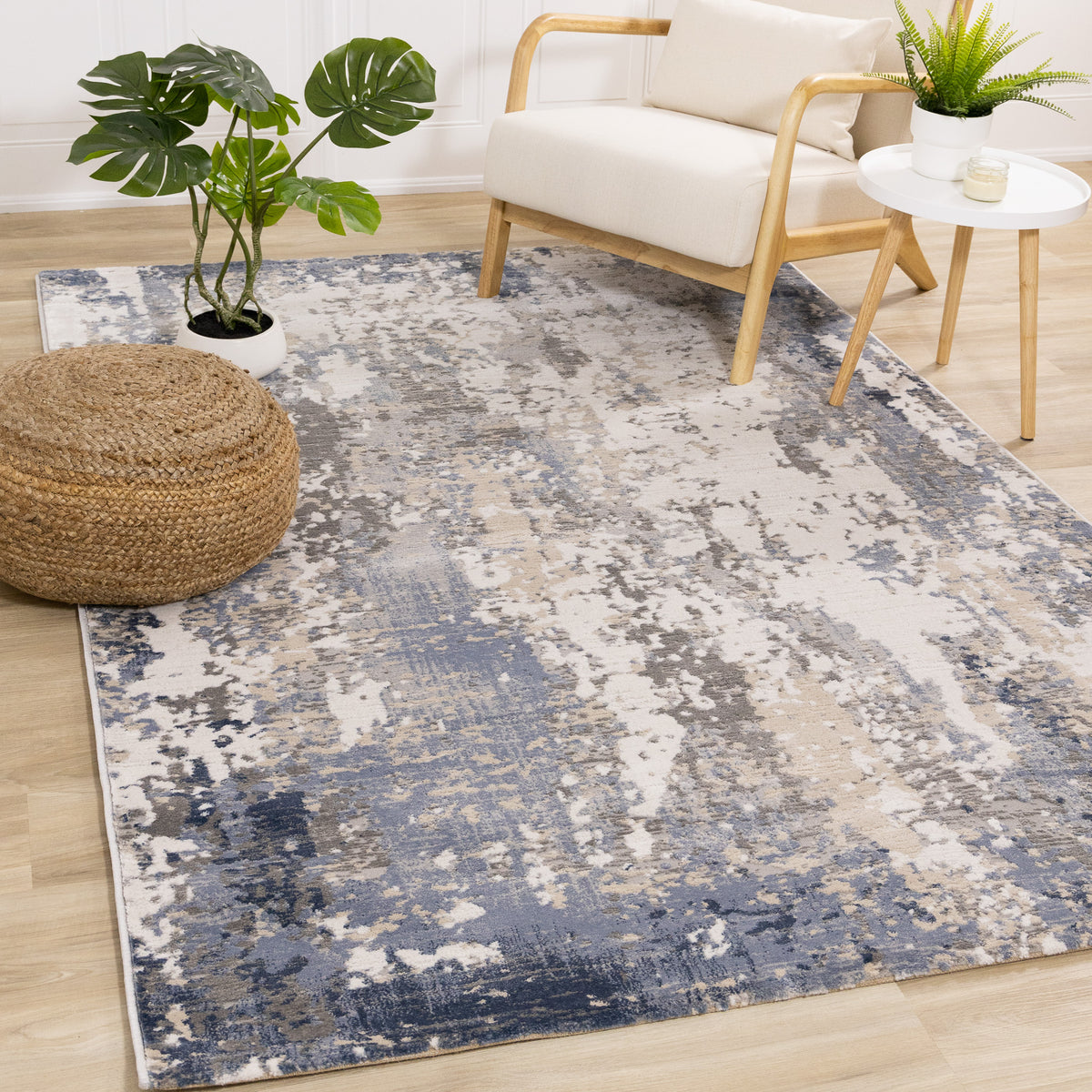 Contemporary Organic Blue Area Rug