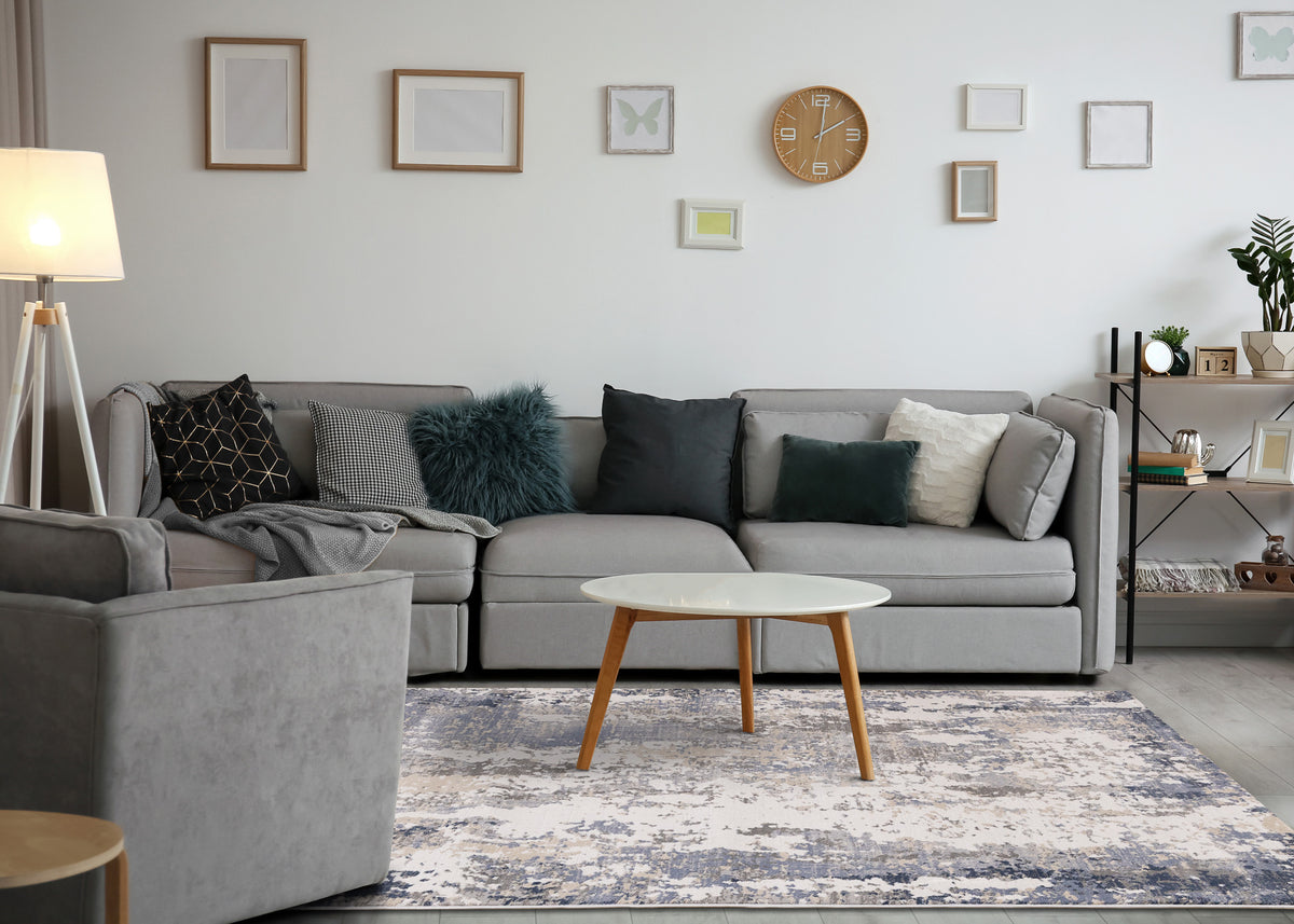 Contemporary Organic Blue Area Rug