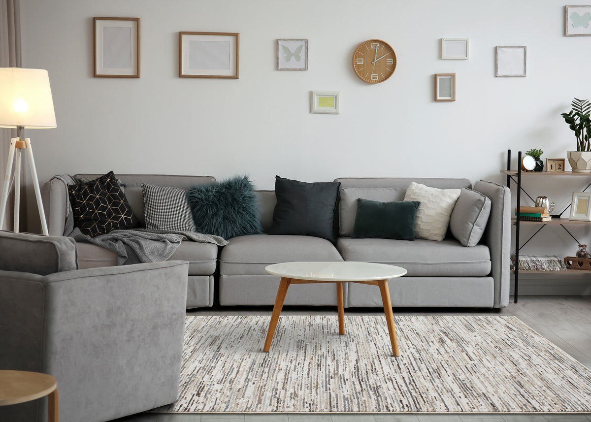 Contemporary Stripes Cream Area Rug