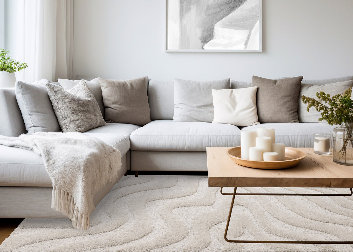 Modern Organic White Area Rug