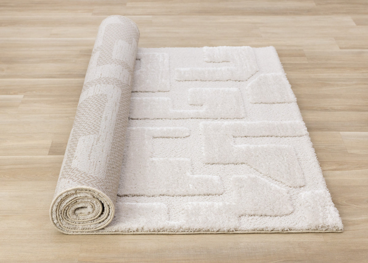 Modern Geometric White Area Rug