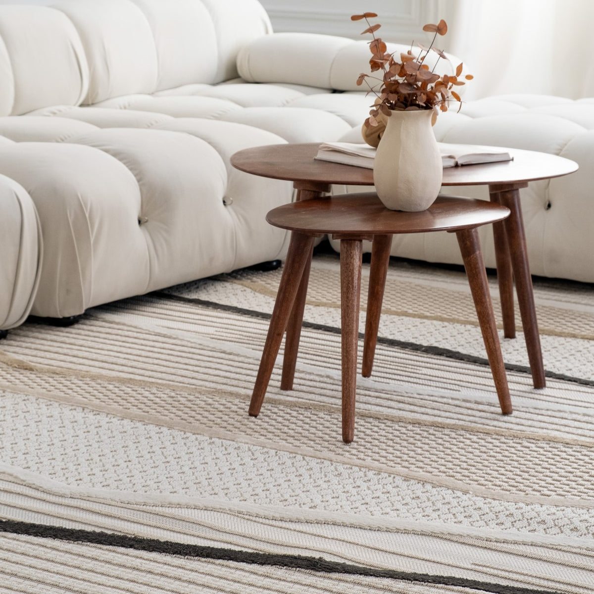 Elysia Chevron Comtemporary Beige and Grey Indoor Rug