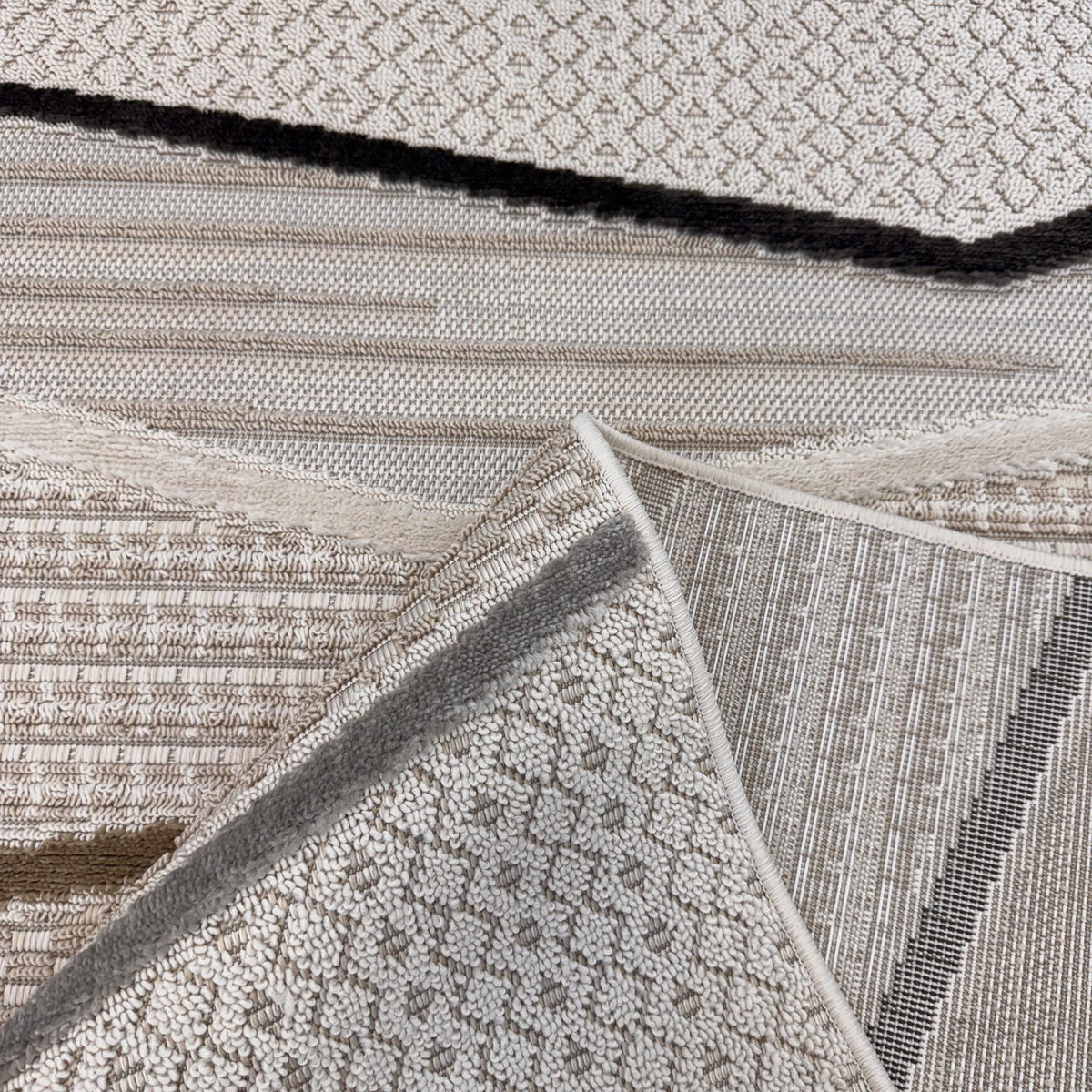 Elysia Chevron Comtemporary Beige and Grey Indoor Rug