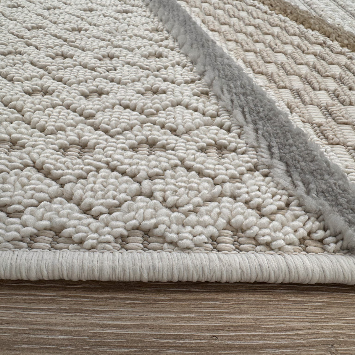 Elysia Chevron Comtemporary Beige and Grey Indoor Rug