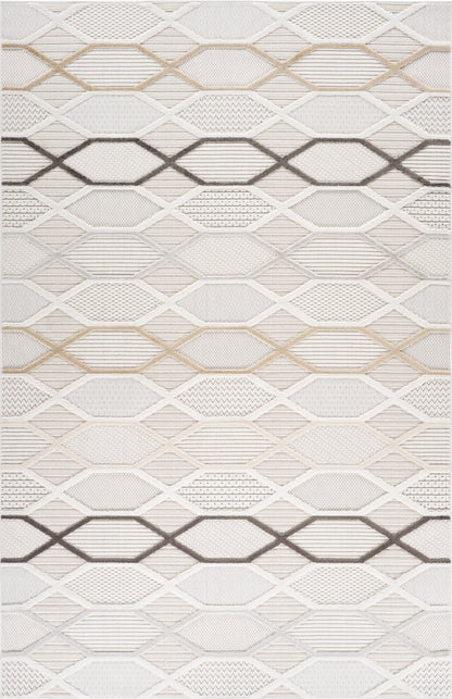 Solin Geometric Comtemporary Cream and Beige Indoor Rug