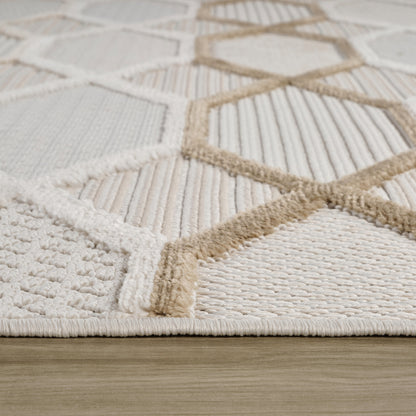 Solin Geometric Comtemporary Cream and Beige Indoor Rug