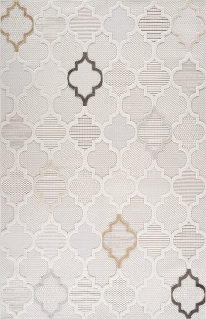 Elyra Trellis Comtemporary Cream and Beige Indoor Rug