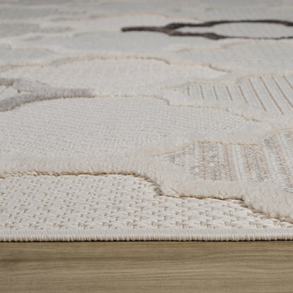 Elyra Trellis Comtemporary Cream and Beige Indoor Rug