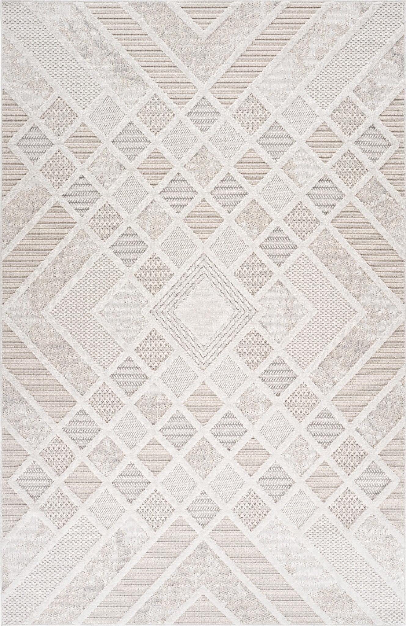Liora Geometric Comtemporary Cream and Beige Indoor Rug