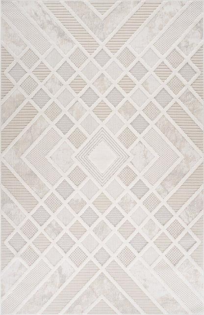 Liora Geometric Comtemporary Cream and Beige Indoor Rug