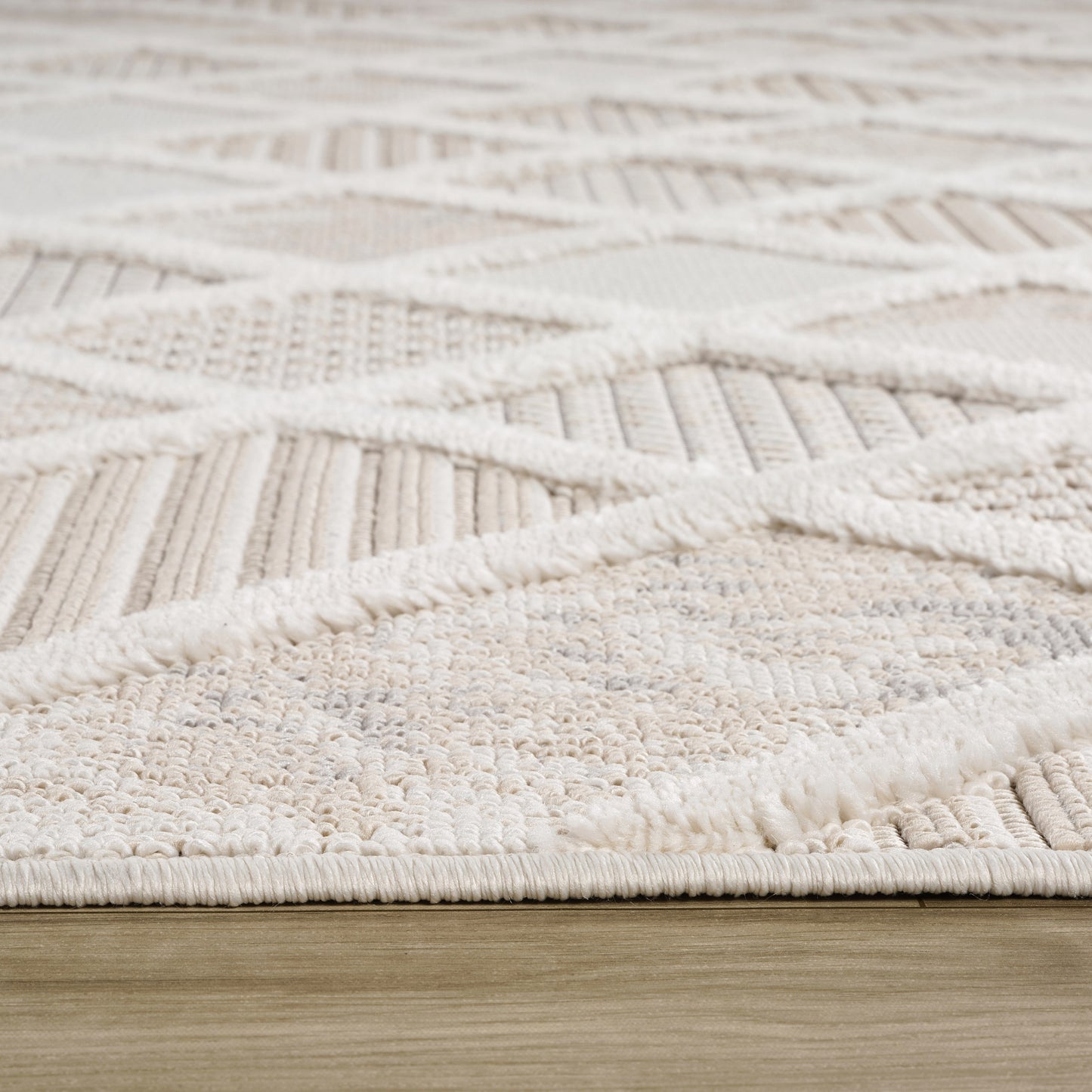 Liora Geometric Comtemporary Cream and Beige Indoor Rug