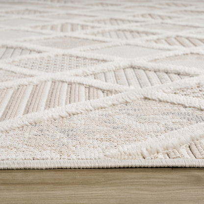 Liora Geometric Comtemporary Cream and Beige Indoor Rug