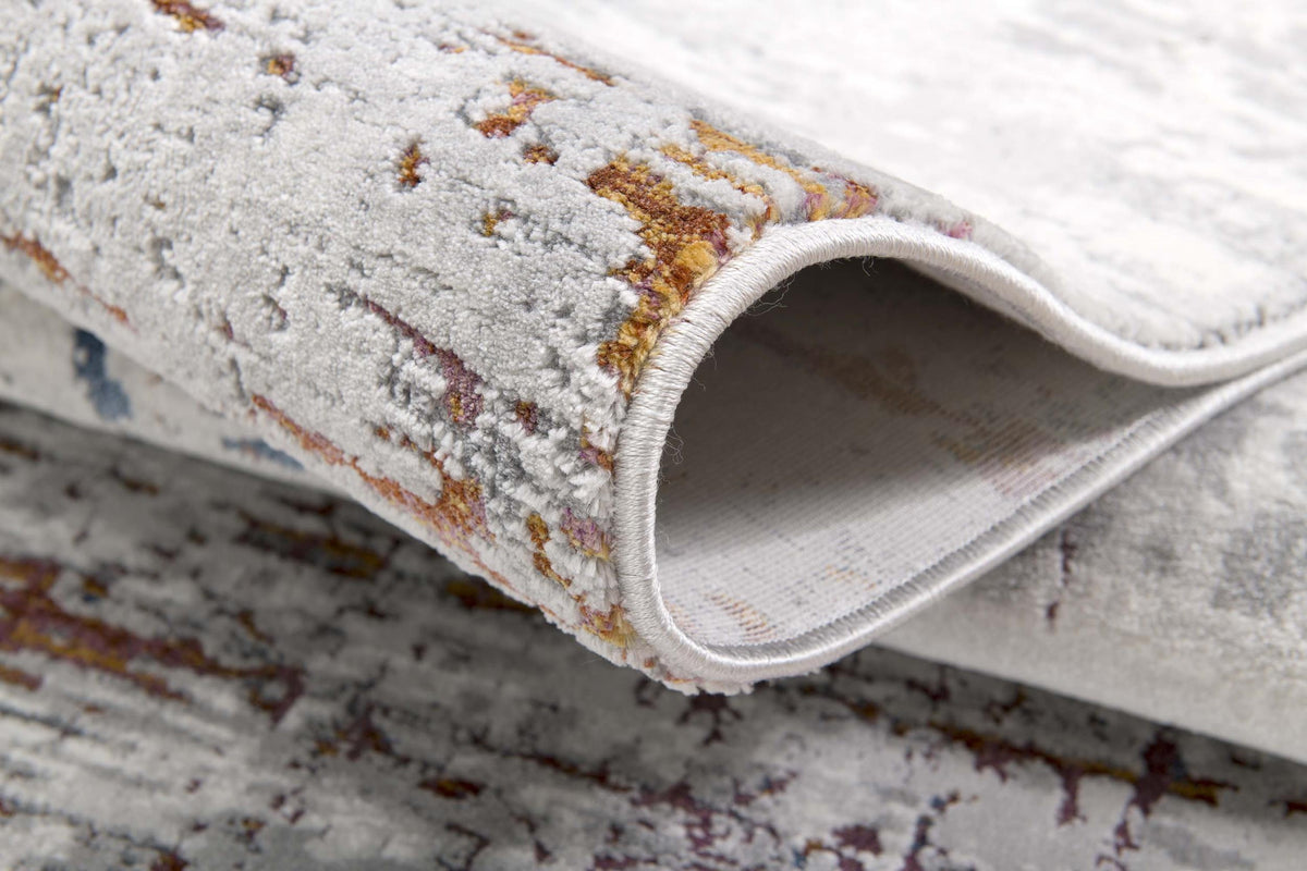 Cairn Abstract Distressed Comtemporary Grey and Red Indoor Rug
