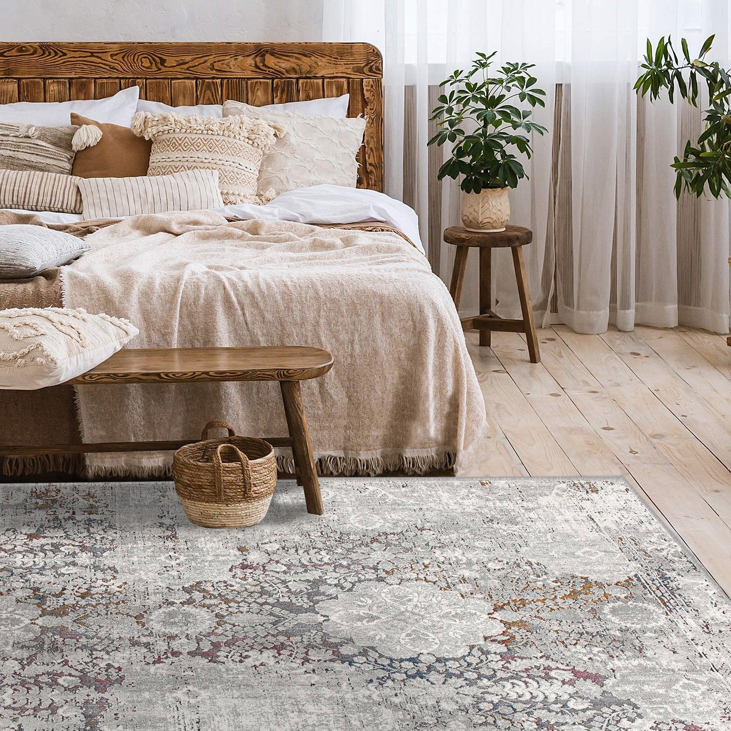 Tapis gris transitionnel abstrait Sardini