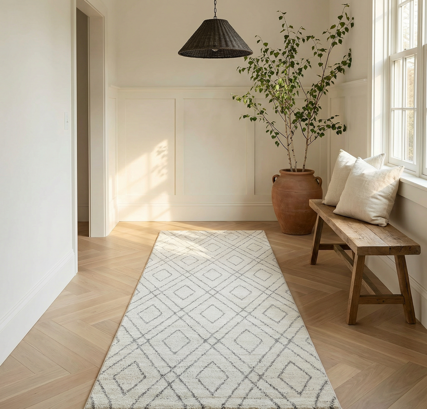 Eirene Geometric Contemporary Beige and Grey Indoor Rug