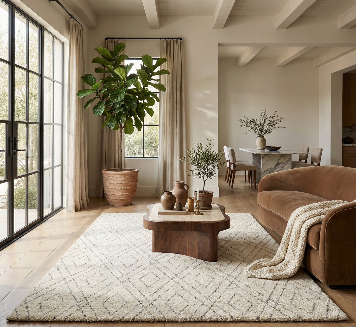 Eirene Geometric Contemporary Beige and Grey Indoor Rug