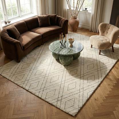 Eirene Geometric Contemporary Beige and Grey Indoor Rug