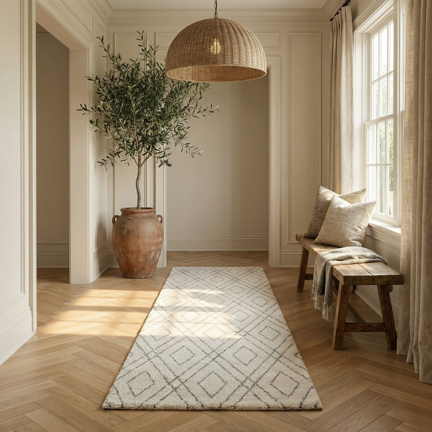 Eirene Geometric Contemporary Beige and Grey Indoor Rug