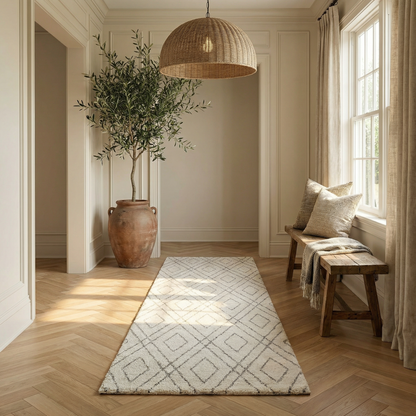 Eirene Geometric Contemporary Beige and Grey Indoor Rug