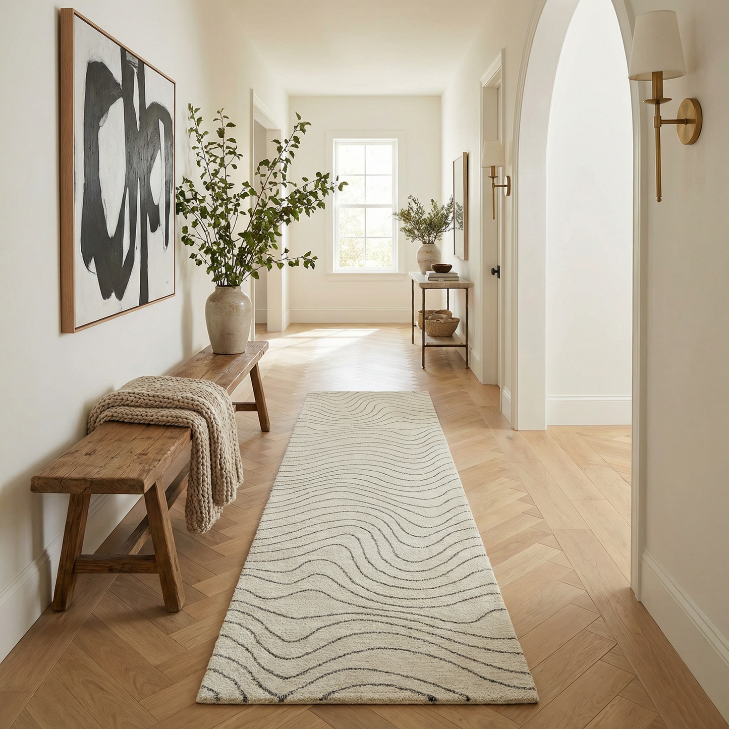Rahil Abstract Contemporary Beige and Cream Indoor Rug
