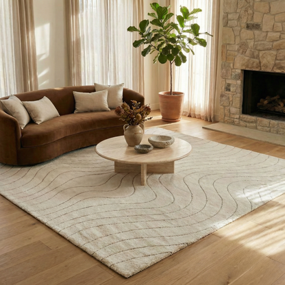 Rahil Abstract Contemporary Beige and Cream Indoor Rug