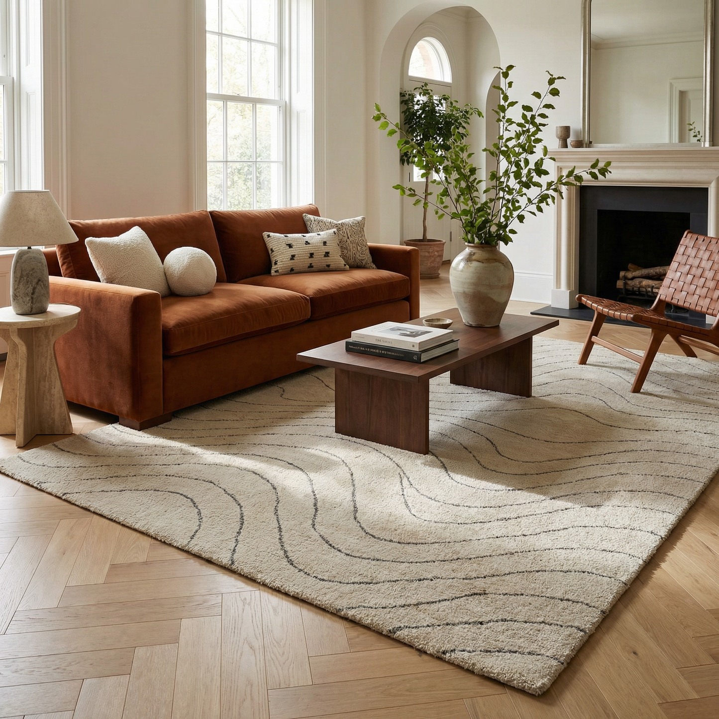 Rahil Abstract Contemporary Beige and Cream Indoor Rug