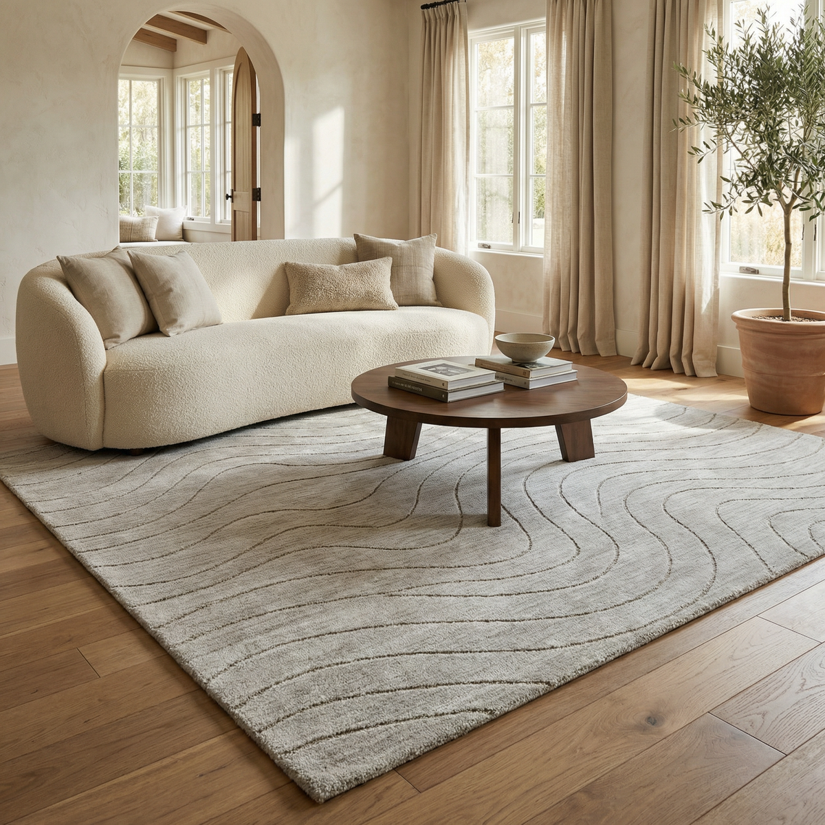 Rahil Abstract Contemporary Grey and Cream Indoor Rug