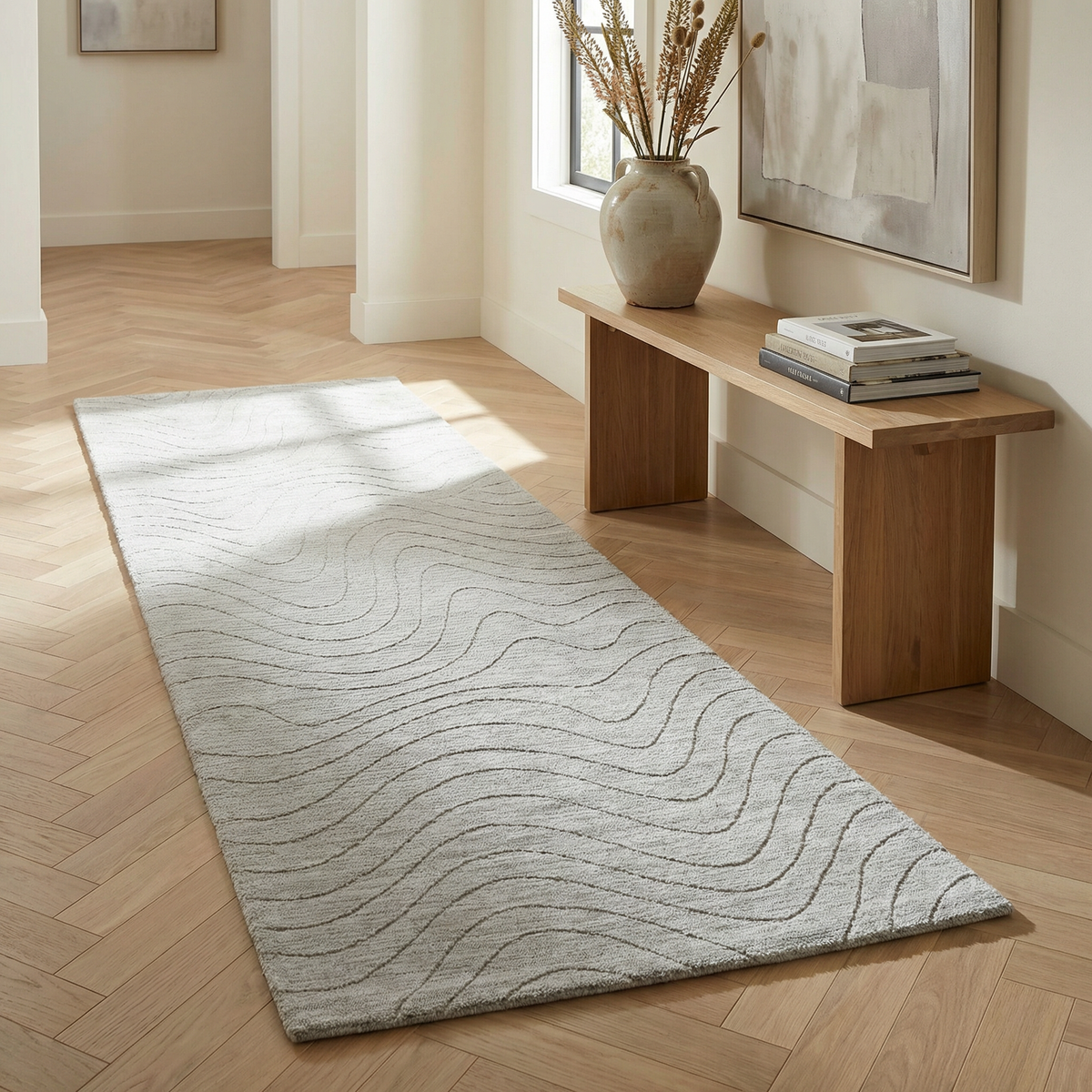Rahil Abstract Contemporary Grey and Cream Indoor Rug