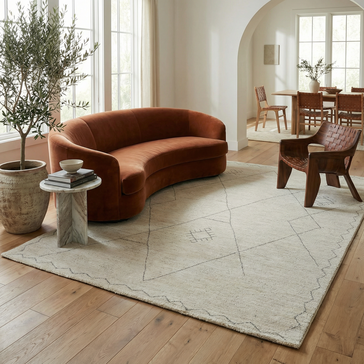 Nivara Boho Contemporary Beige and Cream Indoor Rug
