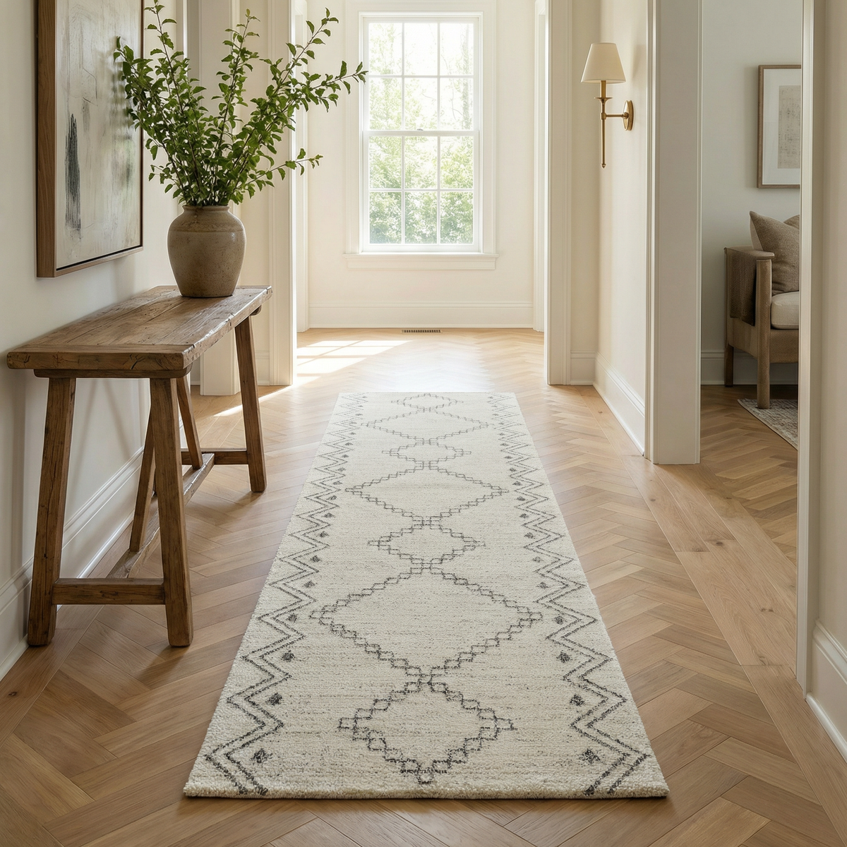 Avela Boho Modern Beige and Cream Indoor Rug