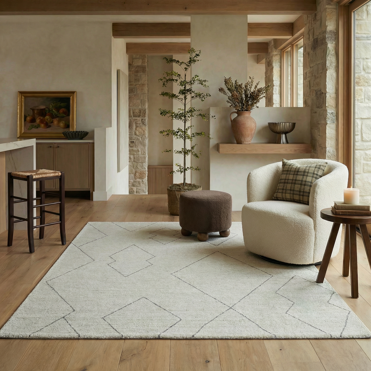 Tapis beige bohème abstrait Casa