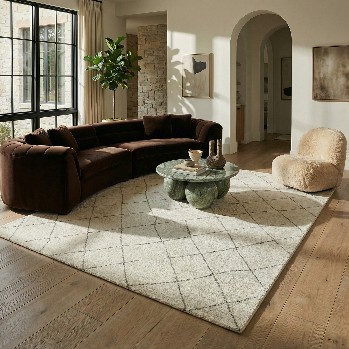 Sela Boho Modern Beige and Cream Indoor Rug