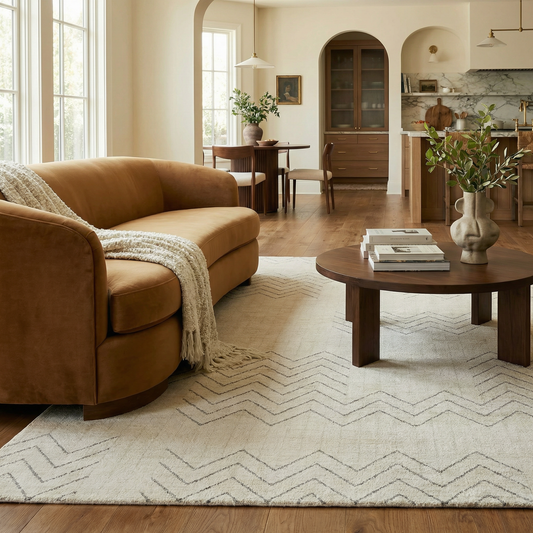 Kiva Chevron Modern Beige and Cream Indoor Rug