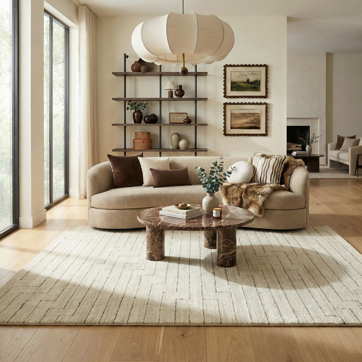 Tapis beige moderne abstrait Casa