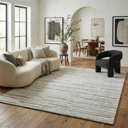 Sama Striped Modern Grey and Cream Indoor Rug