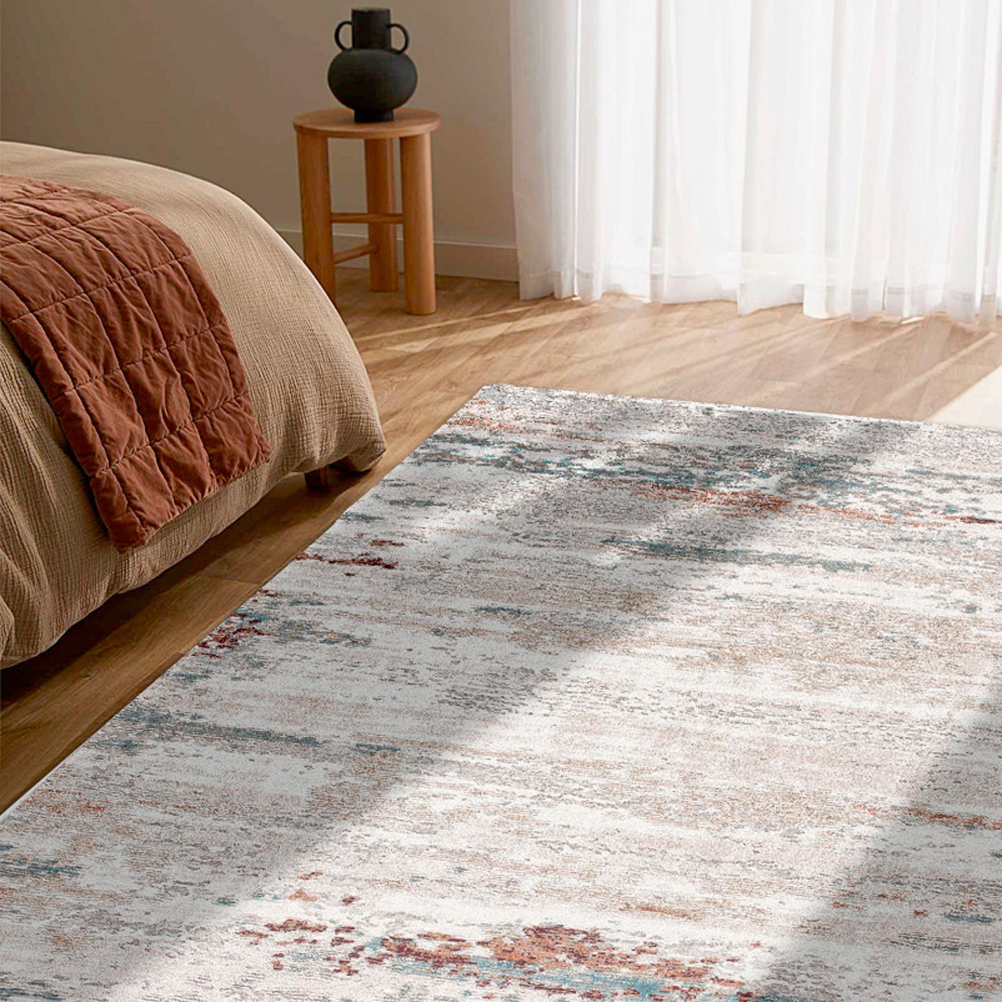Tapis beige contemporain abstrait Cascade