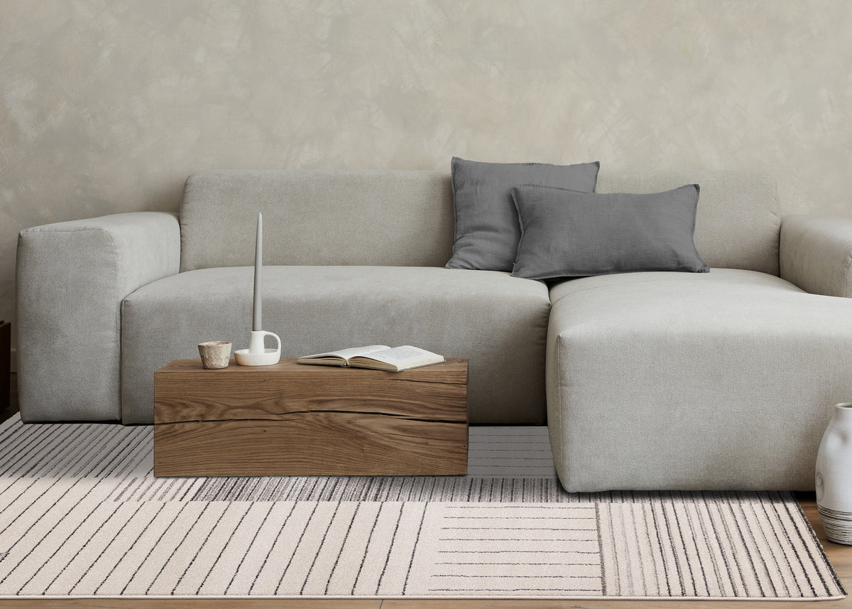 Contemporary Stripes White Area Rug