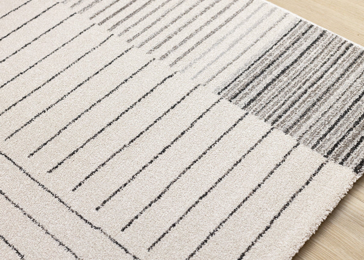 Contemporary Stripes White Area Rug