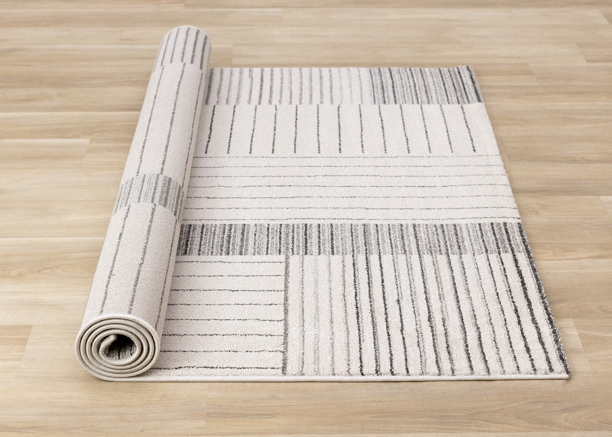 Contemporary Stripes White Area Rug