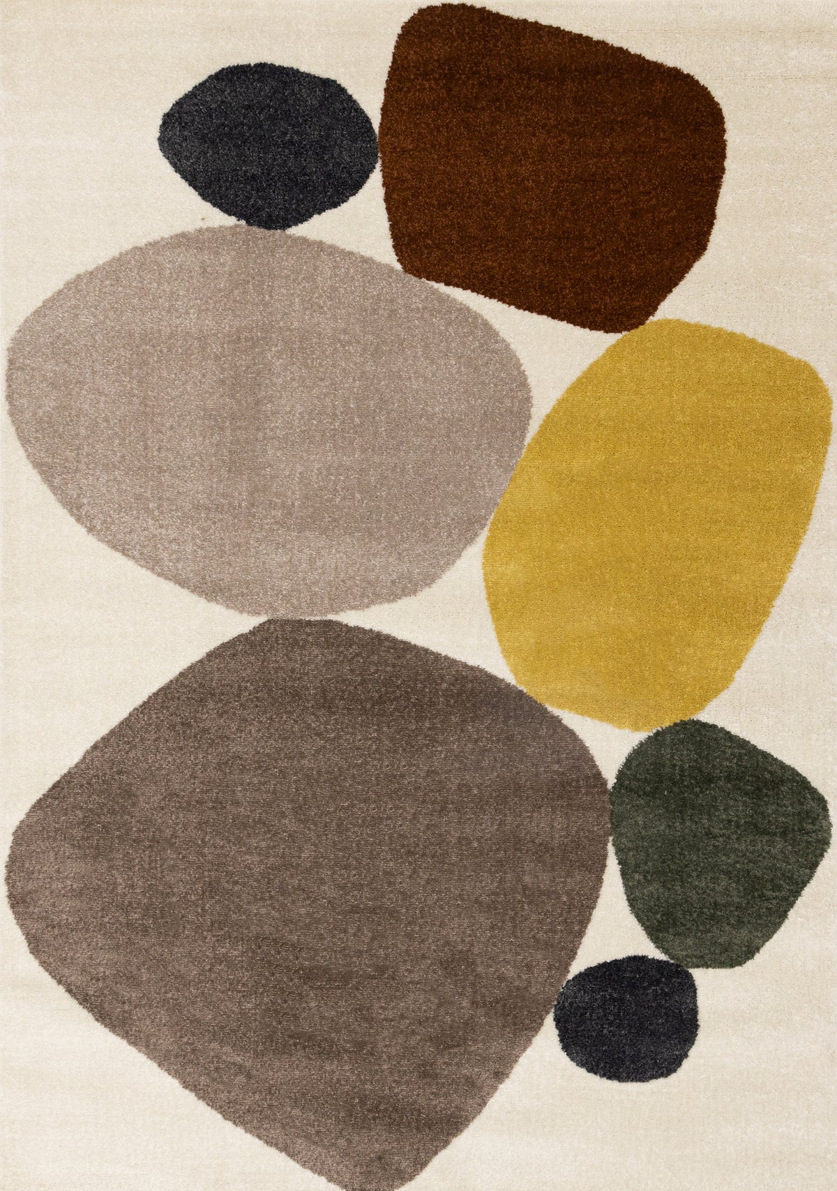 Fern Geometric Tonal Solid Contemporary Cream and Brown Indoor Rug