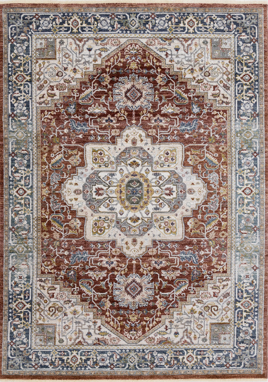 Classic Traditional Border Red Area Rug