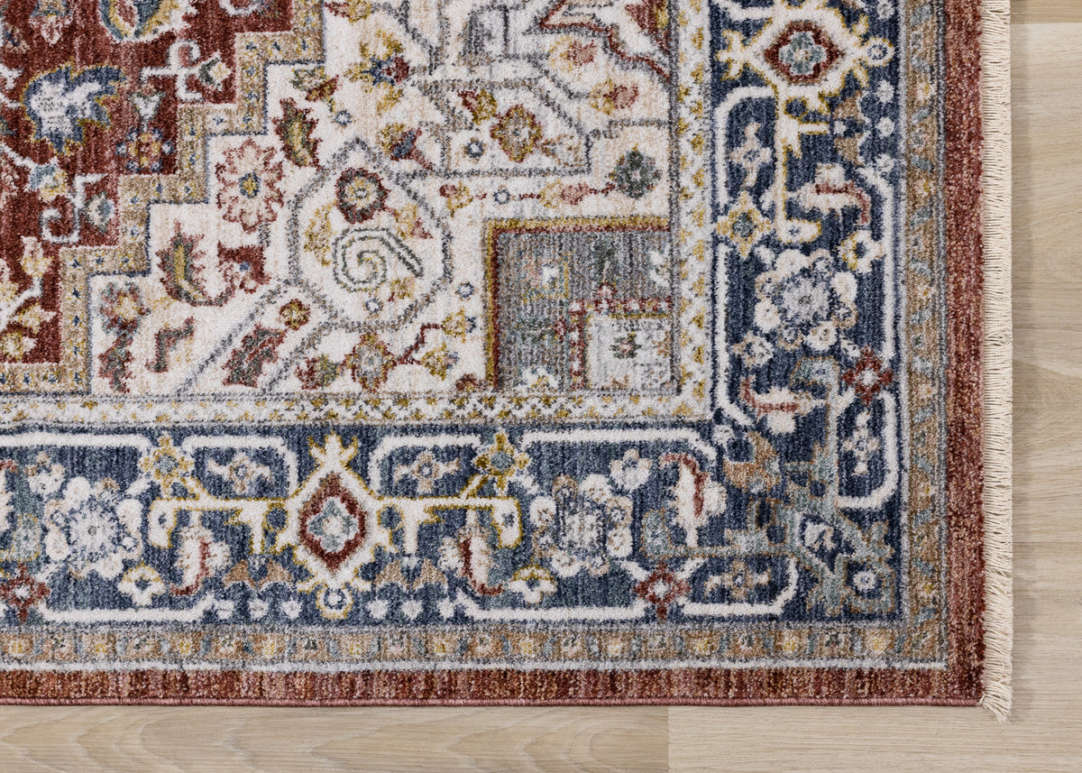 Classic Traditional Border Red Area Rug