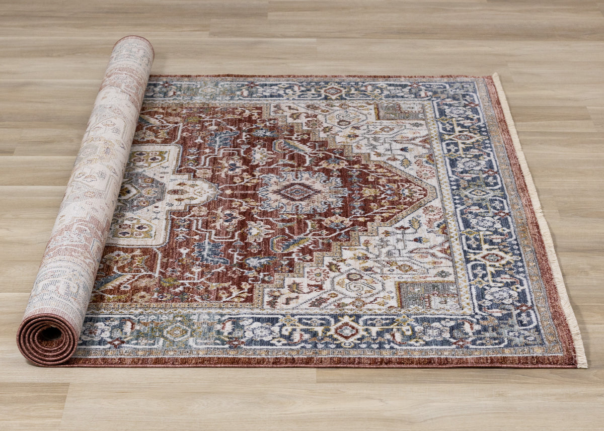 Classic Traditional Border Red Area Rug