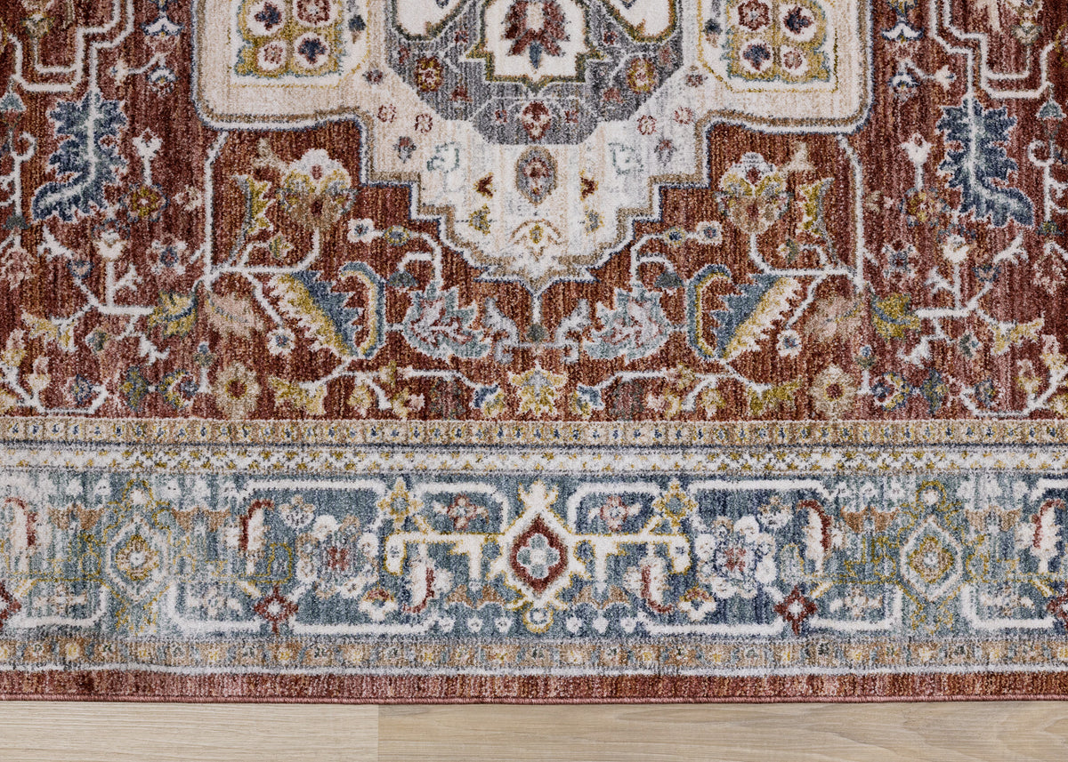 Classic Traditional Border Red Area Rug