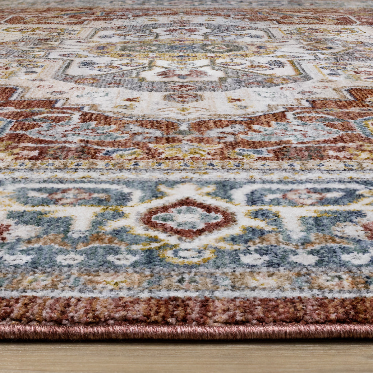 Classic Traditional Border Red Area Rug