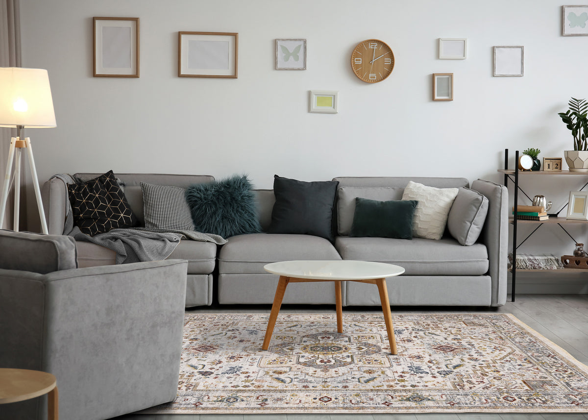 Classic Traditional Border Cream Area Rug